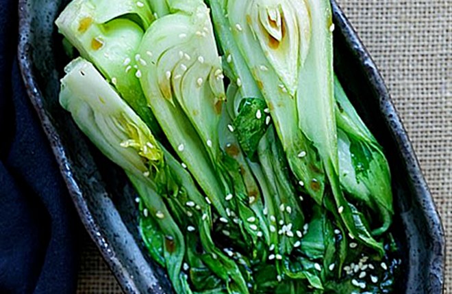 Cải chíp bỏ lò sốt dầu mè