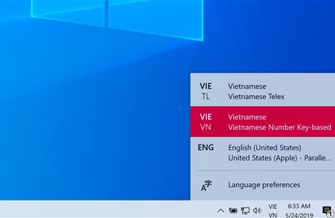 Cách bật bộ gõ tiếng Việt TELEX và VNI cho Windows 10